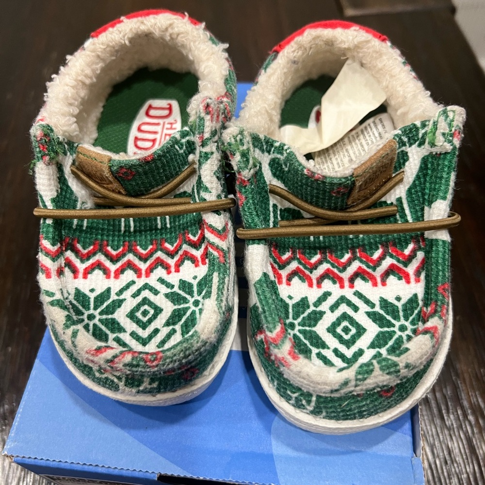 Little kids size 5 Hey Dudes Christmas Sweater Print